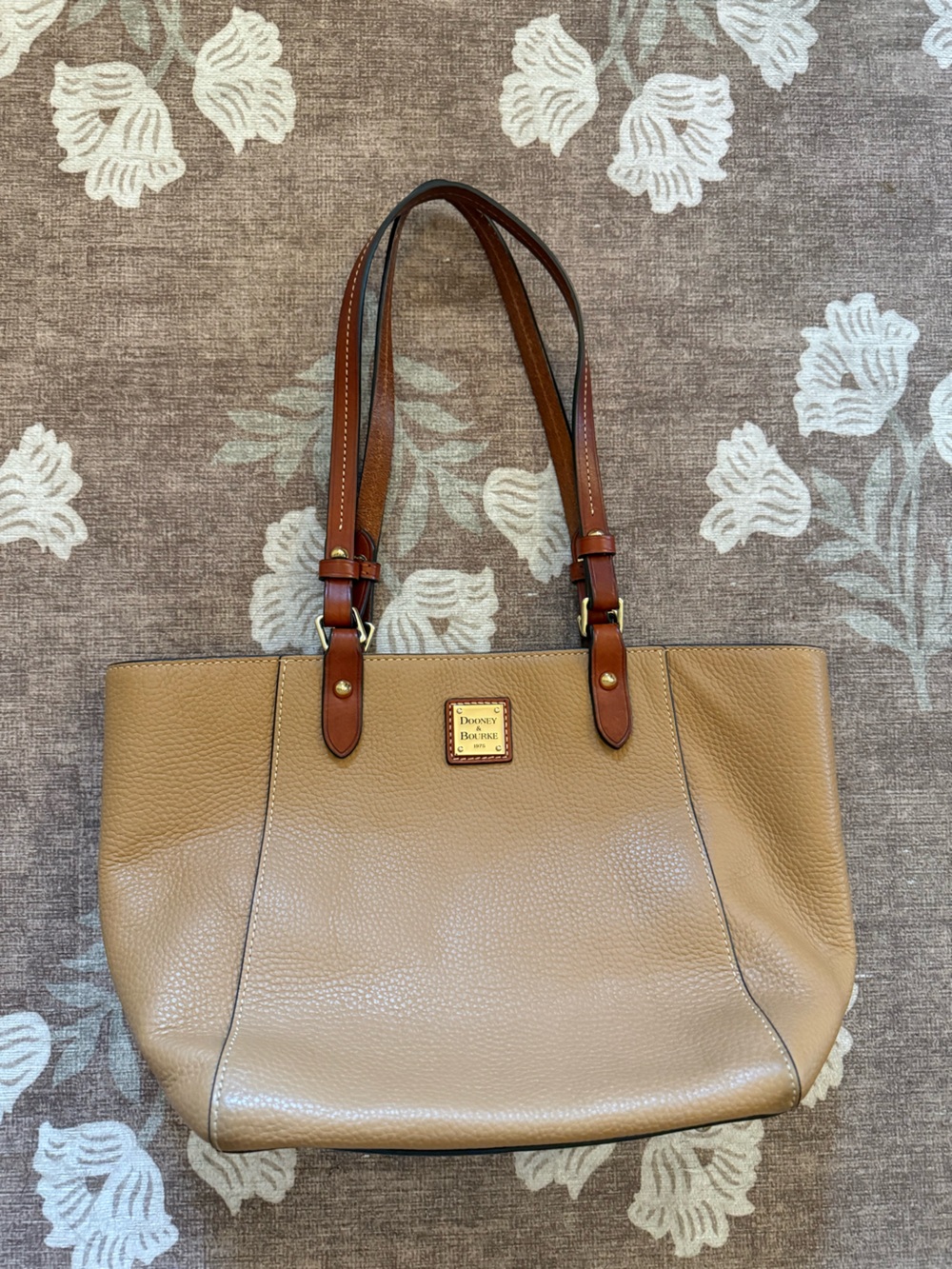 Dooney & Bourke Tan and Brown Pebbled Leather Tote